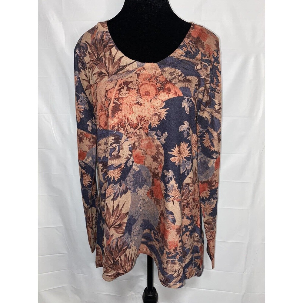 Soft Surroundings Women’s Top Thin Floral Bird Classic Print Size Small